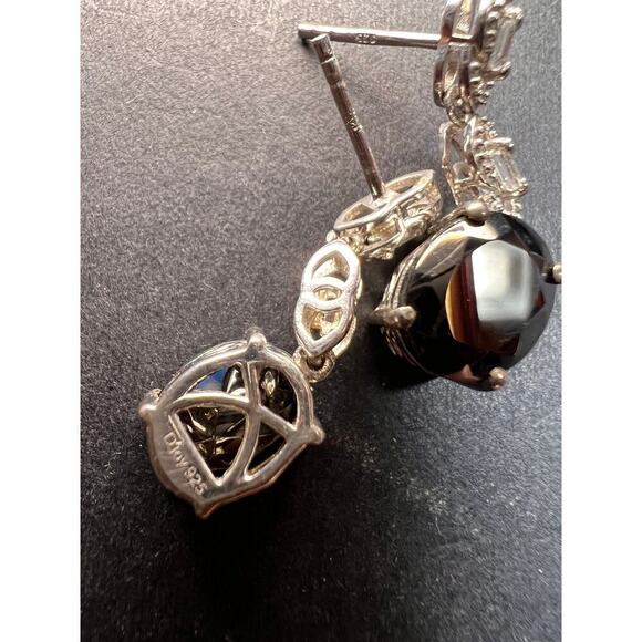 Elite Shungite gemstone sterling silver earrings - Picture 6 of 13